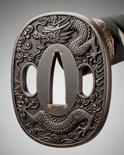 Tsuba weapon (1) T-shirt Japanese sword Unisex Japanese print Japanese pattern Japan Souvenir Foreigner