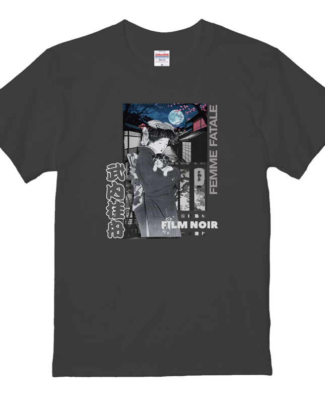 Film noir Ukiyo-e T-shirt(5) organic cotton Japanese pattern print Japanese culture souvenirs