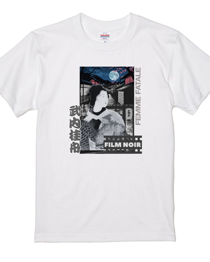Film noir Ukiyo-e T-shirt(6) organic cotton Japanese pattern print Japanese culture souvenirs