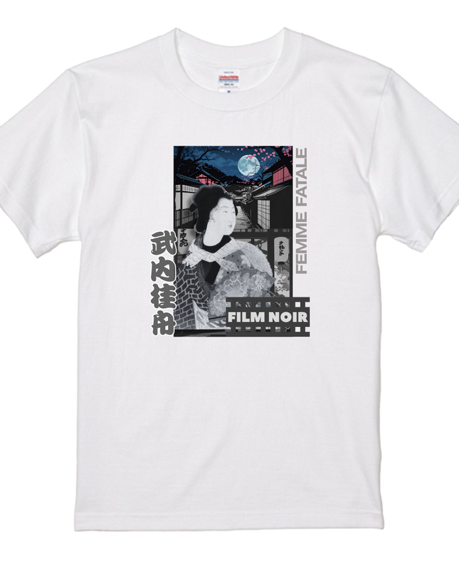 Film noir Ukiyo-e T-shirt(6) organic cotton Japanese pattern print Japanese culture souvenirs