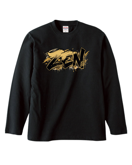 Japanese Edo x graffiti T-Shirt (106) "ZEN" Long-sleeved Tee without ribbed cuffs