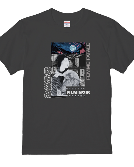 Film noir Ukiyo-e T-shirt(6) organic cotton Japanese pattern print Japanese culture souvenirs