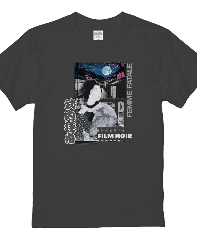 Film noir Ukiyo-e T-shirt(6) organic cotton Japanese pattern print Japanese culture souvenirs