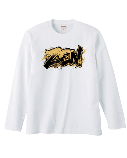 Japanese Edo x graffiti T-Shirt (106) "ZEN" Long-sleeved Tee without ribbed cuffs