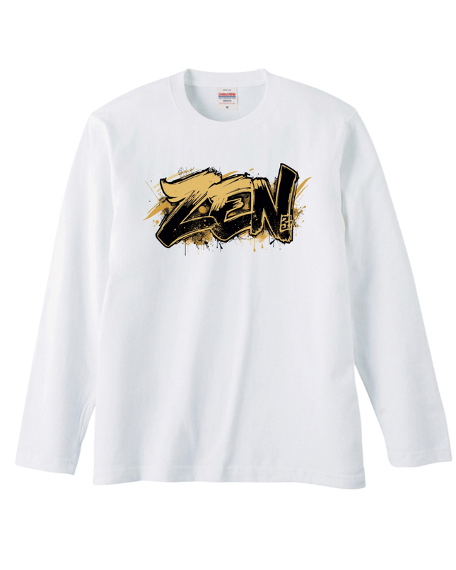 Japanese Edo x graffiti T-Shirt (106) "ZEN" Long-sleeved Tee without ribbed cuffs