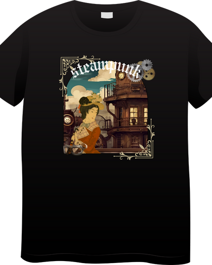 Steampunk T-shirts (12) Ukiyo-e T-shirts Retro-future Nishiki-e Steampunk fashion Japanese Japanese souvenirs