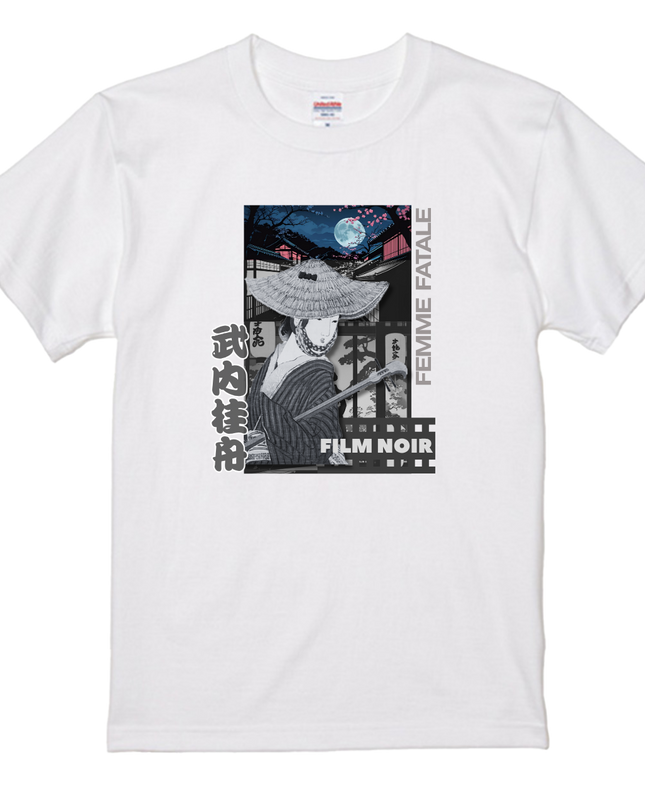 Film noir Ukiyo-e T-shirt(7) organic cotton Japanese pattern print Japanese culture souvenirs