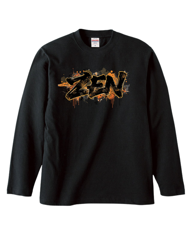 Japanese Edo x graffiti T-Shirt (107) "ZEN" Long-sleeved Tee without ribbed cuffs