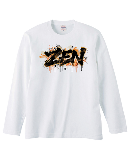 Japanese Edo x graffiti T-Shirt (107) "ZEN" Long-sleeved Tee without ribbed cuffs