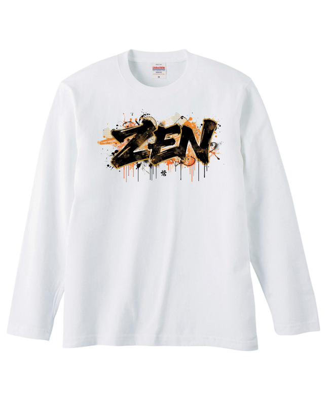 Japanese Edo x graffiti T-Shirt (107) "ZEN" Long-sleeved Tee without ribbed cuffs