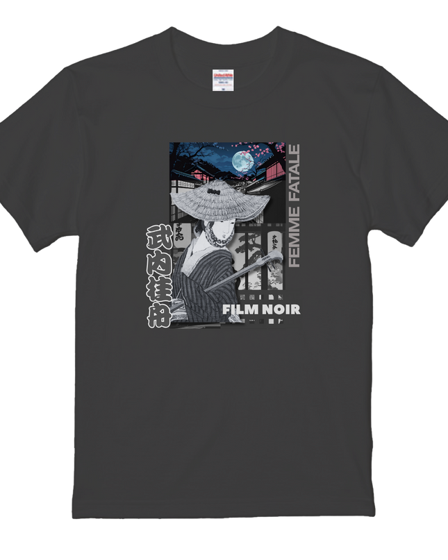 Film noir Ukiyo-e T-shirt(7) organic cotton Japanese pattern print Japanese culture souvenirs