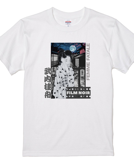 Film noir Ukiyo-e T-shirt(8) organic cotton Japanese pattern print Japanese culture souvenirs