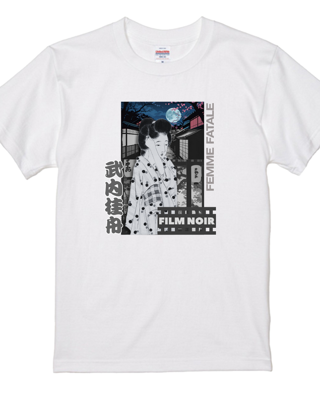 Film noir Ukiyo-e T-shirt(8) organic cotton Japanese pattern print Japanese culture souvenirs