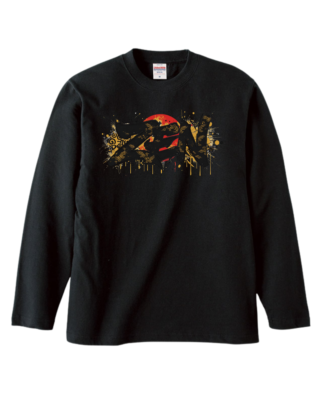 Japanese Edo x graffiti T-Shirt (108) "ZEN" Long-sleeved Tee without ribbed cuffs