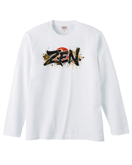 Japanese Edo x graffiti T-Shirt (108) "ZEN" Long-sleeved Tee without ribbed cuffs