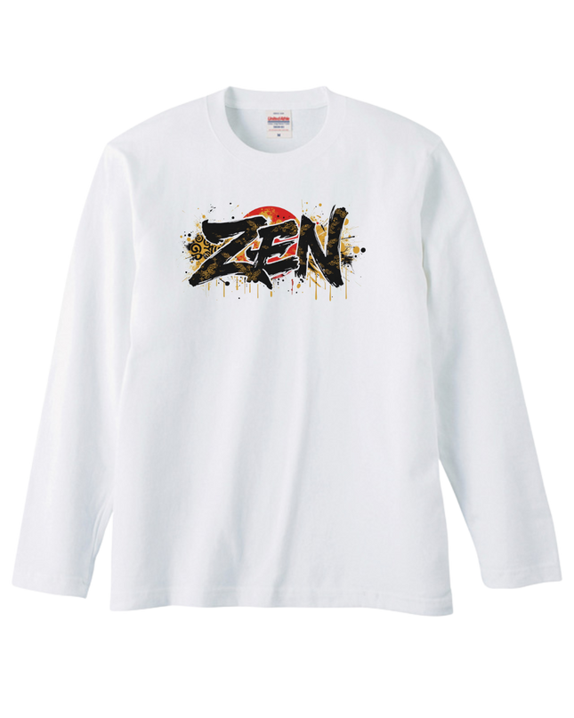Japanese Edo x graffiti T-Shirt (108) "ZEN" Long-sleeved Tee without ribbed cuffs