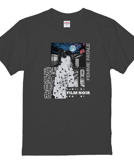Film noir Ukiyo-e T-shirt(8) organic cotton Japanese pattern print Japanese culture souvenirs
