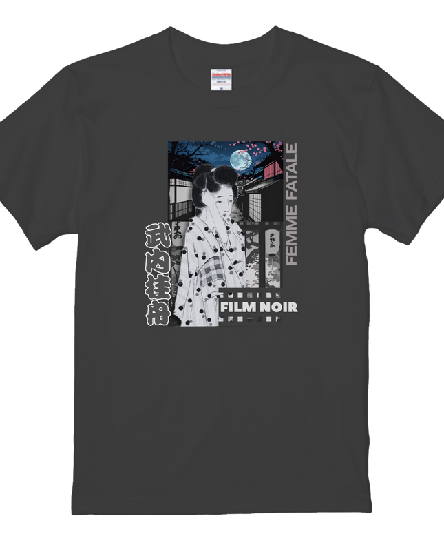Film noir Ukiyo-e T-shirt(8) organic cotton Japanese pattern print Japanese culture souvenirs