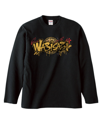 Japanese Edo x graffiti T-Shirt (110) "WABI-SABI" Long-sleeved Tee without ribbed cuffs