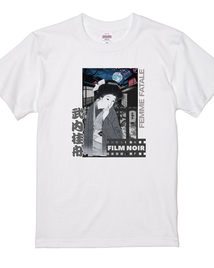 Film noir Ukiyo-e T-shirt(1) organic cotton Japanese pattern print Japanese culture souvenirs