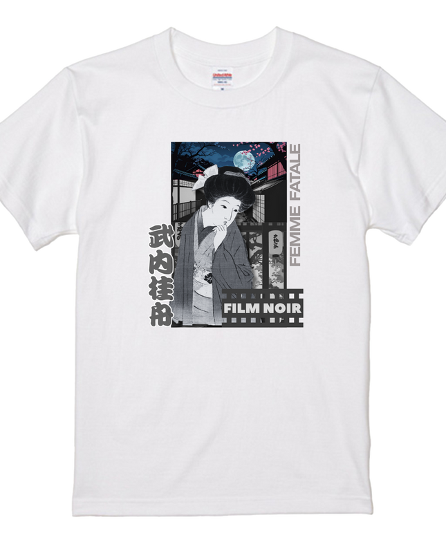 Film noir Ukiyo-e T-shirt(1) organic cotton Japanese pattern print Japanese culture souvenirs