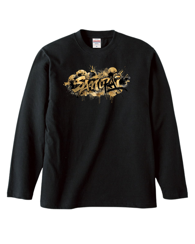 Japanese Edo x graffiti T-Shirt (101) "SAMURAI" Long-sleeved Tee without ribbed cuffs