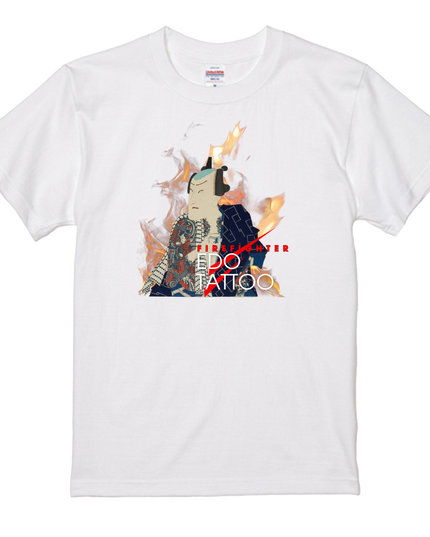 Edo tattoo T-shirt(1) organic cotton Japanese pattern print Japanese culture souvenirs Firefighters of Edo