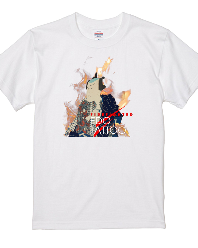 Edo tattoo T-shirt(1) organic cotton Japanese pattern print Japanese culture souvenirs Firefighters of Edo