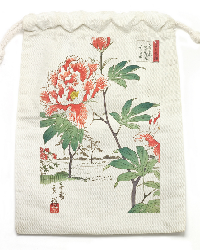 Thirty-six Flowers Selection (1) Drawstring bag Organic cotton Ukiyo-e Unisex Japanese print Japanese pattern Japan Souvenir Foreigner