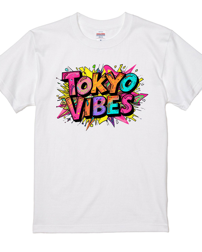 Typography T-shirt (2) Tokyo ViBes cotton Novelty Gift Ideas street art Tee