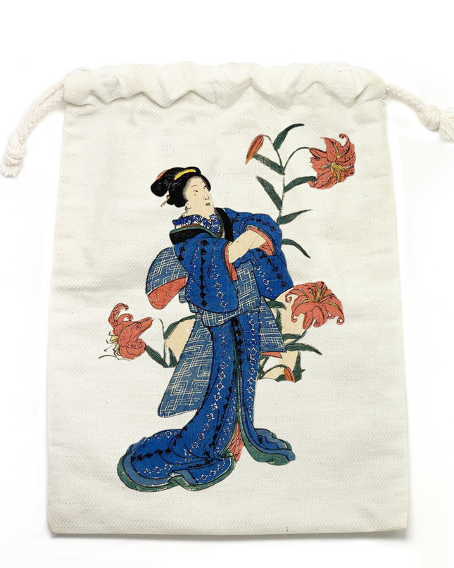 Hanakei Modern Style (2) Drawstring bag Organic cotton Ukiyo-e Unisex Japanese print Japanese pattern Japan Souvenir Foreigner