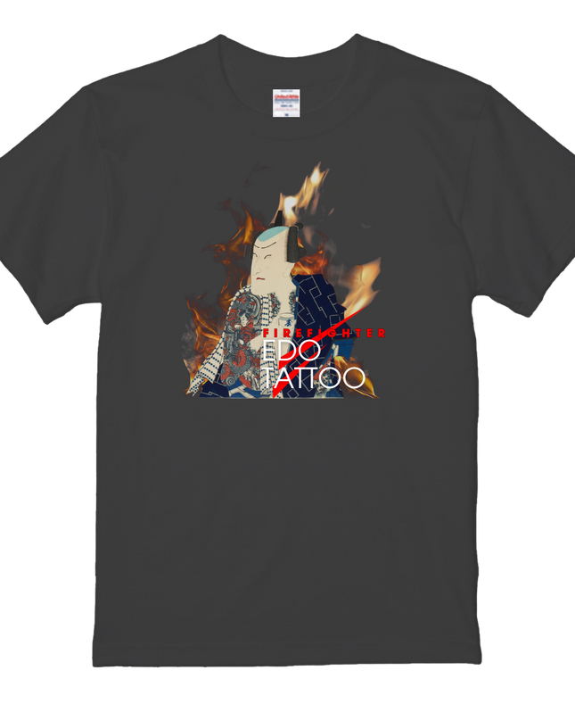 Edo tattoo T-shirt(1) organic cotton Japanese pattern print Japanese culture souvenirs Firefighters of Edo