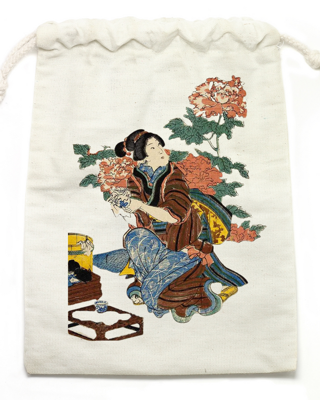 Hanakei Modern Style (1) Drawstring bag Organic cotton Ukiyo-e Unisex Japanese print Japanese pattern Japan Souvenir Foreigner