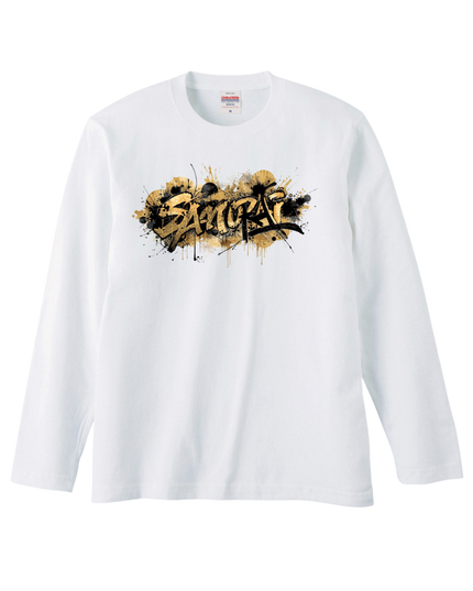 Japanese Edo x graffiti T-Shirt (101) "SAMURAI" Long-sleeved Tee without ribbed cuffs
