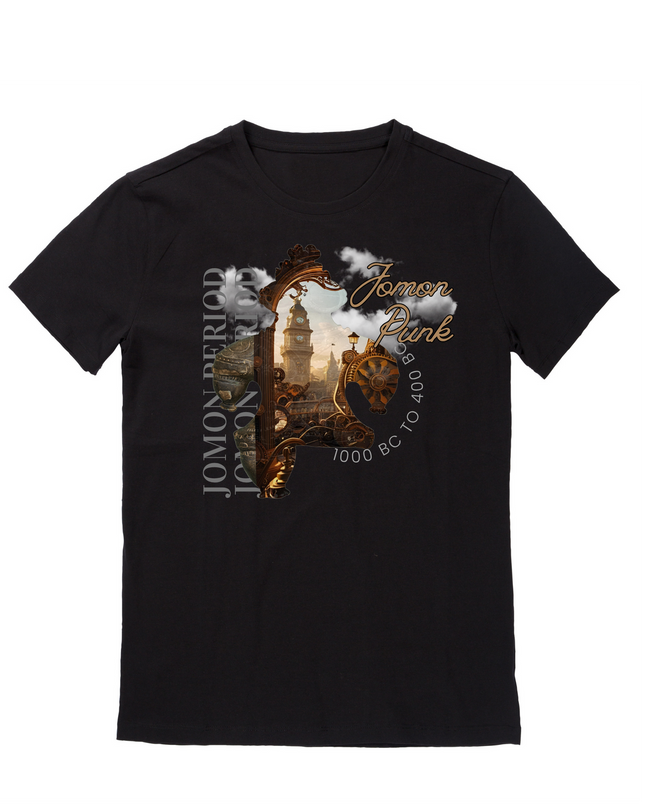 遮光器土偶(2) 縄文Tシャツ オーガニックコットンＴシャツ 和柄プリント 日本文化 お土産 5.3oz