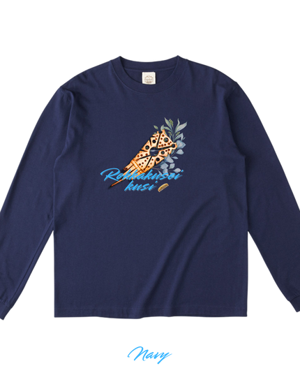 Deer antler comb (1) Jomon T-shirt Organic cotton Long sleeve T-shirt with ribbing Japanese print Japanese culture Souvenir