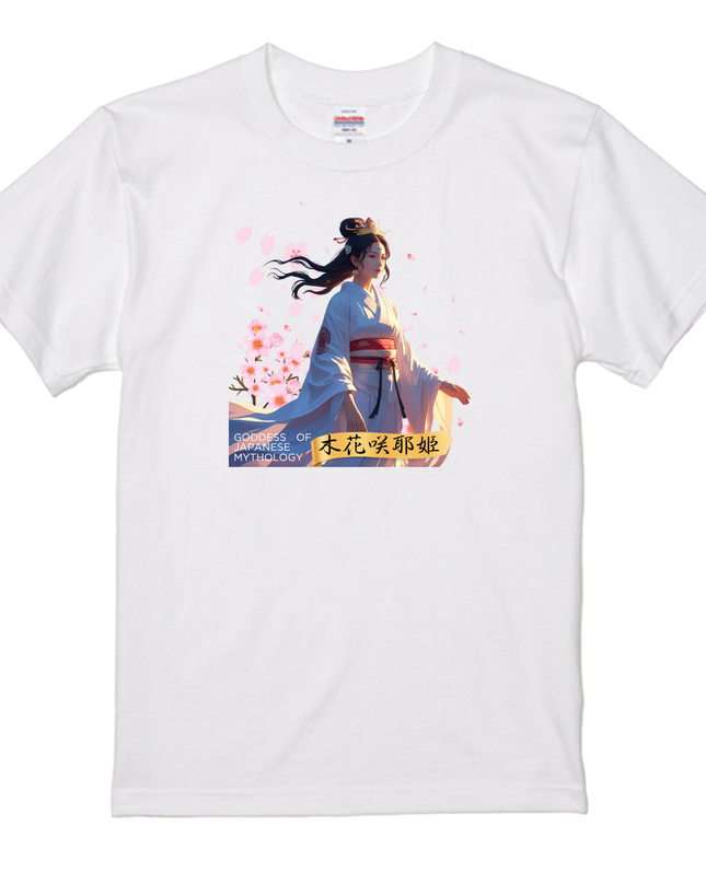 Japanese mythology T-Shirts(1) cotton  Novelty Gift Ideas Goddess Tee 木花咲耶姫 (コノハナノサクヤビメ)