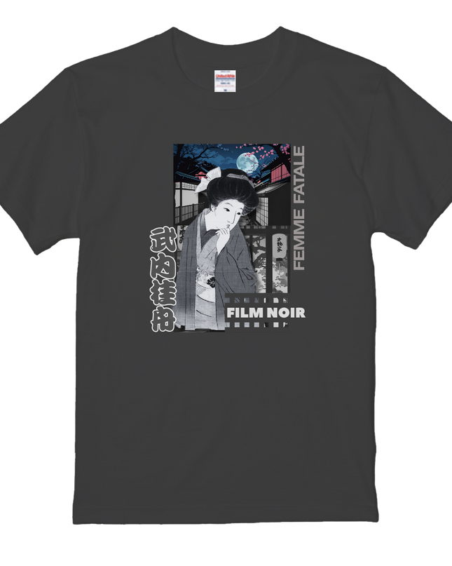 Film noir Ukiyo-e T-shirt(1) organic cotton Japanese pattern print Japanese culture souvenirs