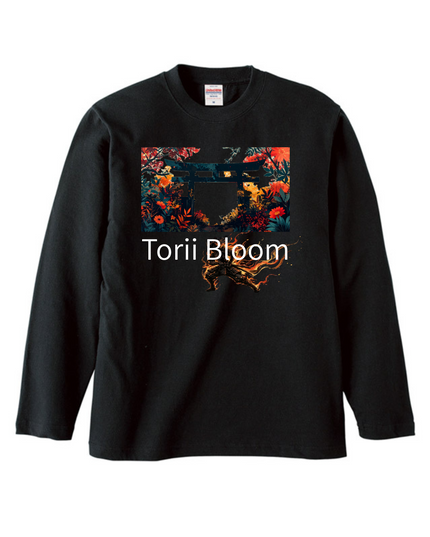 Deer antler comb (1) Jomon T-shirt Organic cotton Long sleeve T-shirt with ribbing Japanese print Japanese culture Souvenir