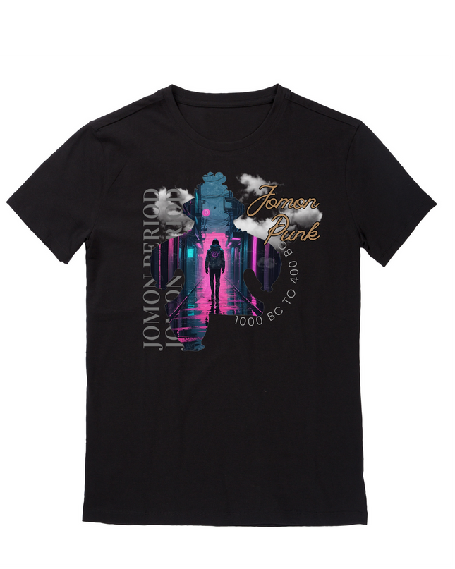 遮光器土偶(3) 縄文Tシャツ オーガニックコットンＴシャツ 和柄プリント 日本文化 お土産 5.3oz