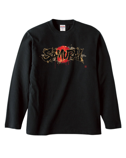 Japanese Edo x graffiti T-Shirt (102) "SAMURAI" Long-sleeved Tee without ribbed cuffs