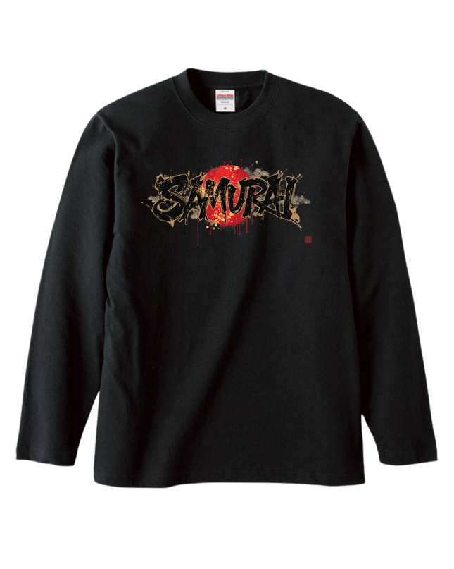 Japanese Edo x graffiti T-Shirt (102) "SAMURAI" Long-sleeved Tee without ribbed cuffs