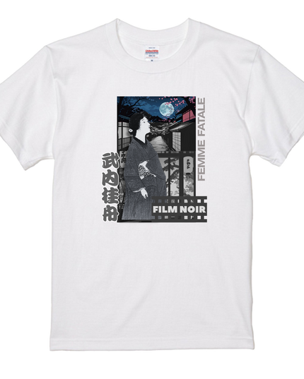 Film noir Ukiyo-e T-shirt(2) organic cotton Japanese pattern print Japanese culture souvenirs