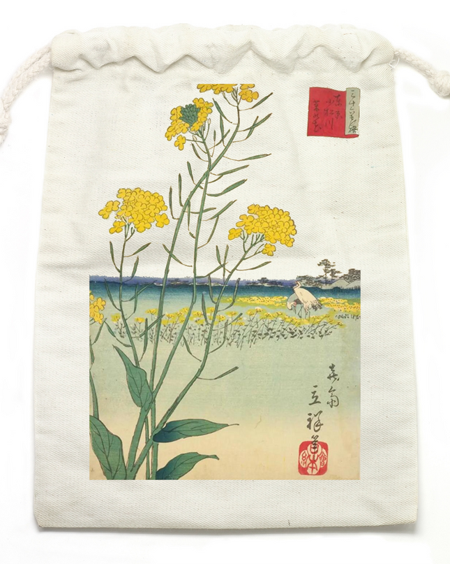 Thirty-six Flowers Selection (4) Drawstring bag Organic cotton Ukiyo-e Unisex Japanese print Japanese pattern Japan Souvenir Foreigner