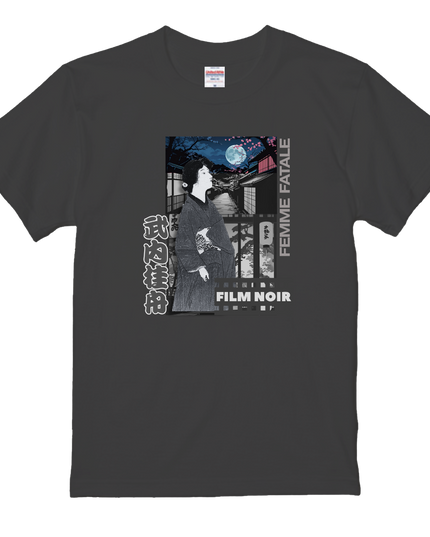 Film noir Ukiyo-e T-shirt(2) organic cotton Japanese pattern print Japanese culture souvenirs