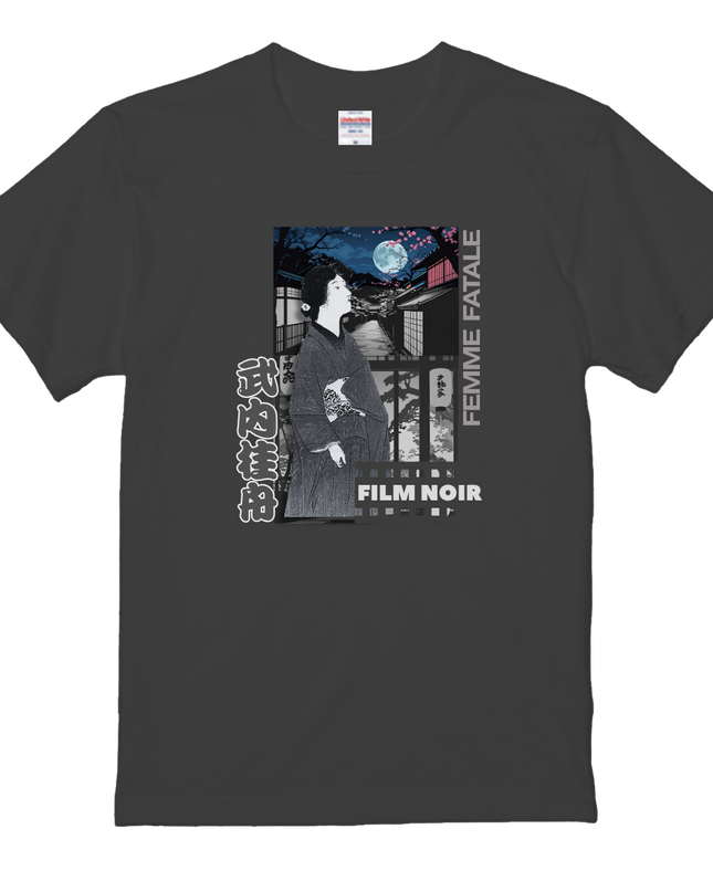 Film noir Ukiyo-e T-shirt(2) organic cotton Japanese pattern print Japanese culture souvenirs