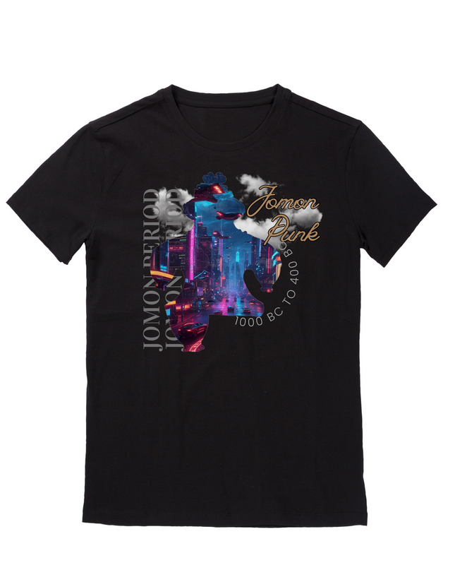 遮光器土偶(4) 縄文Tシャツ オーガニックコットンＴシャツ 和柄プリント 日本文化 お土産 5.3oz