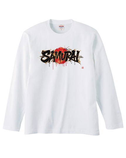 Japanese Edo x graffiti T-Shirt (102) "SAMURAI" Long-sleeved Tee without ribbed cuffs