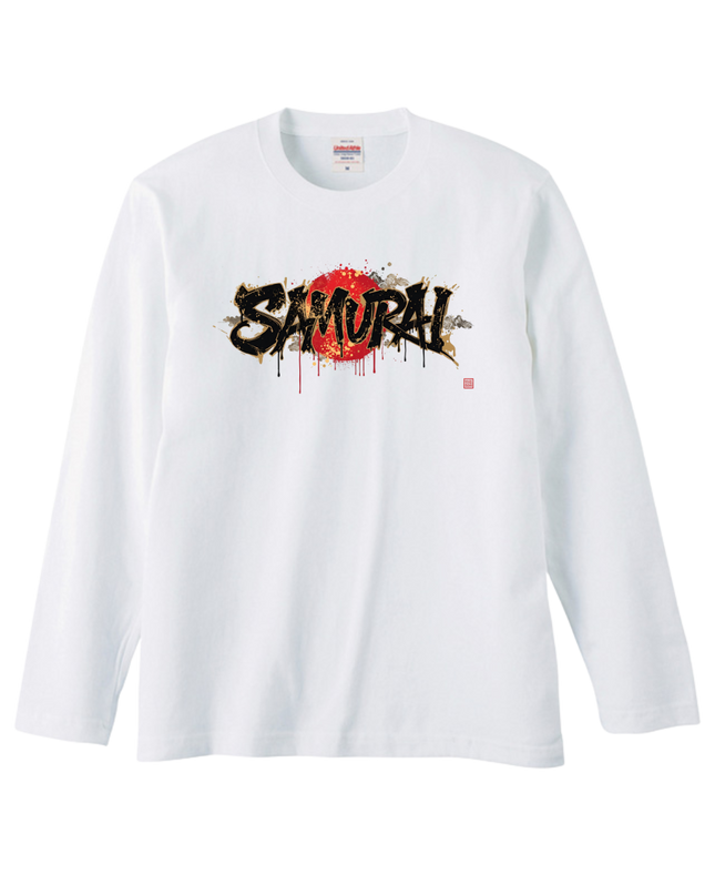 Japanese Edo x graffiti T-Shirt (102) "SAMURAI" Long-sleeved Tee without ribbed cuffs