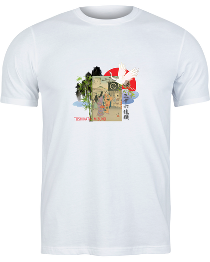 Thirty-six Beautiful Women T-shirts (26) Ukiyo-e Print Japanese Pattern Japanese Souvenir Mizuno Toshikata Geisha T-shirt